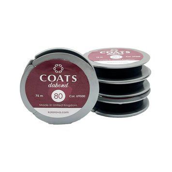 Бісерні нитки COATS Dabond №80, 75 м, чорні 9992151 фото