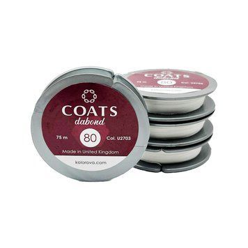 Бісерні нитки COATS Dabond №80, 75 м, білі 9992152 фото