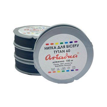 Бісерні нитки Ariadna TYTAN №60, 100 м, чорні 9992130 фото