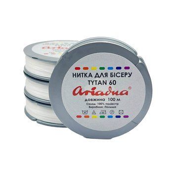 Бісерні нитки Ariadna TYTAN №60, 100 м, білі 9992131 фото