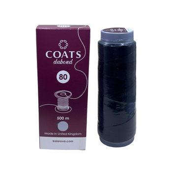 Бісерна нитка COATS Dabond №80, 500 м, чорна 9992188 фото